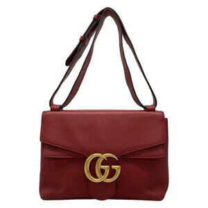 GUCCI GG Marmont 401173 Red Leather Shoulder Bag